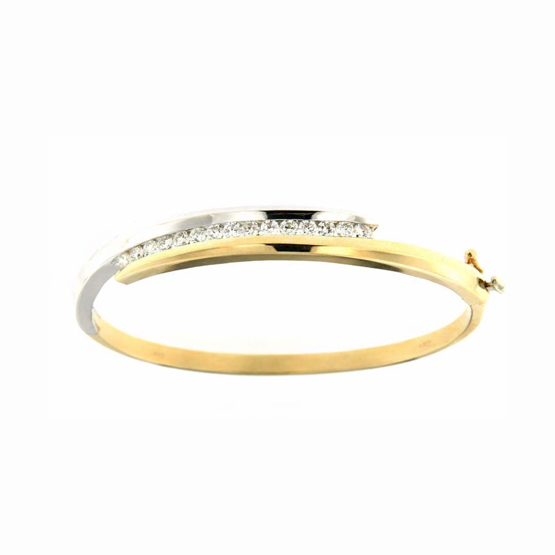 14K Two-Tone Gold Ladies’ Bangle with 0.55ct of Round-Cut Diamonds