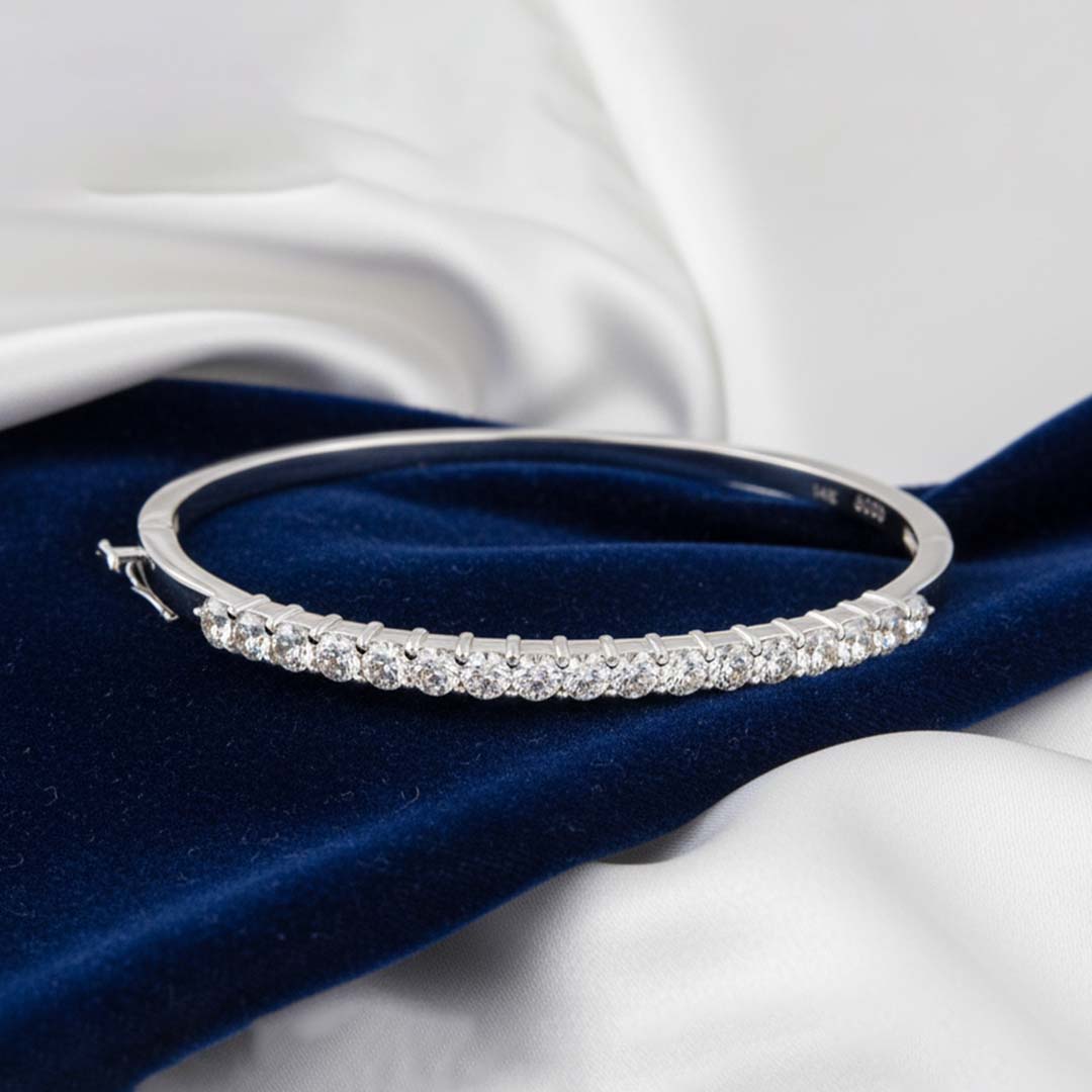 Eternal Elegance 14K Gold Diamond Bangle – 3.80ct