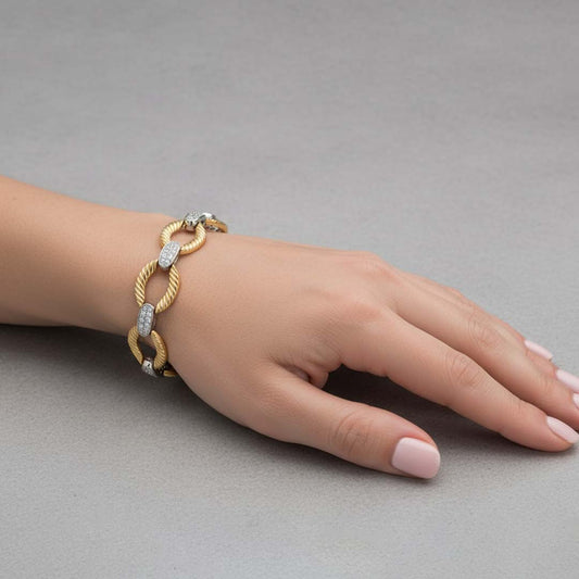 14K Gold Ladies’ Tennis Bracelet with 1.00ct of Diamonds in a Two-Tone Design