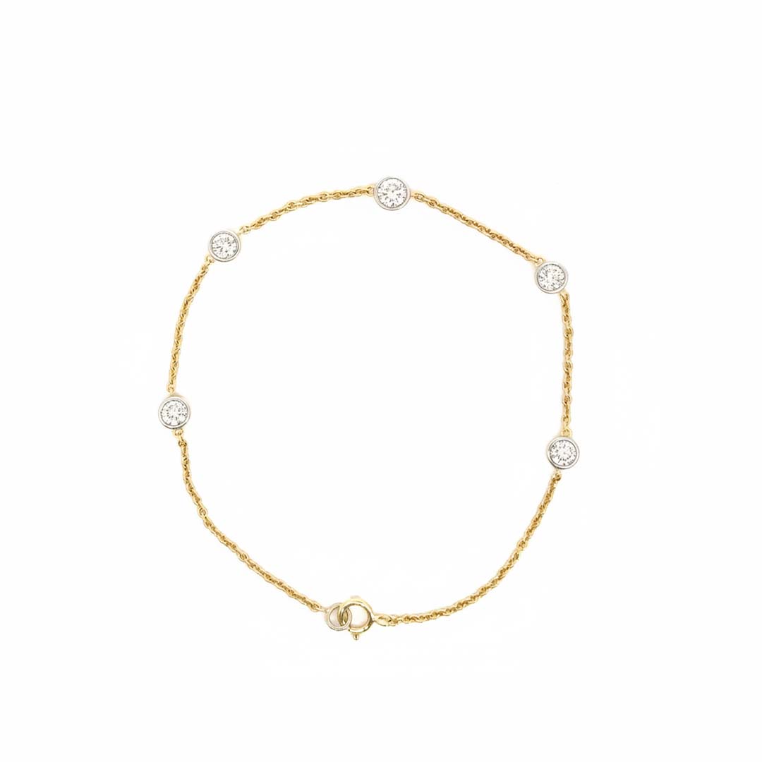 Timeless 14K Gold Ladies’ Bracelet – 0.90 Carats of Diamonds in Bezel Design