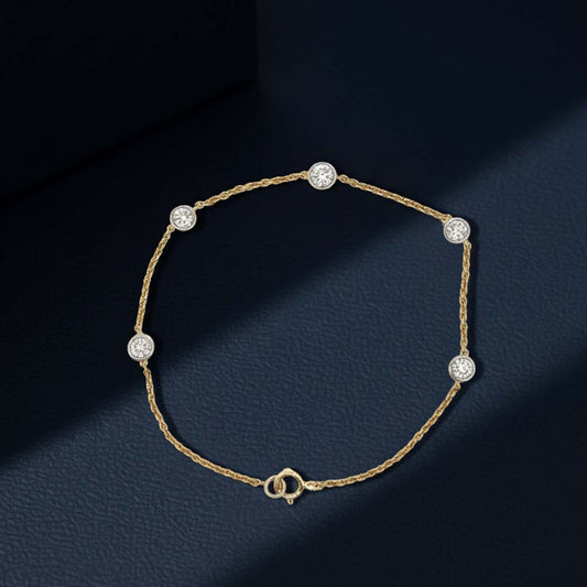 Timeless 14K Gold Ladies’ Bracelet – 0.90 Carats of Diamonds in Bezel Design