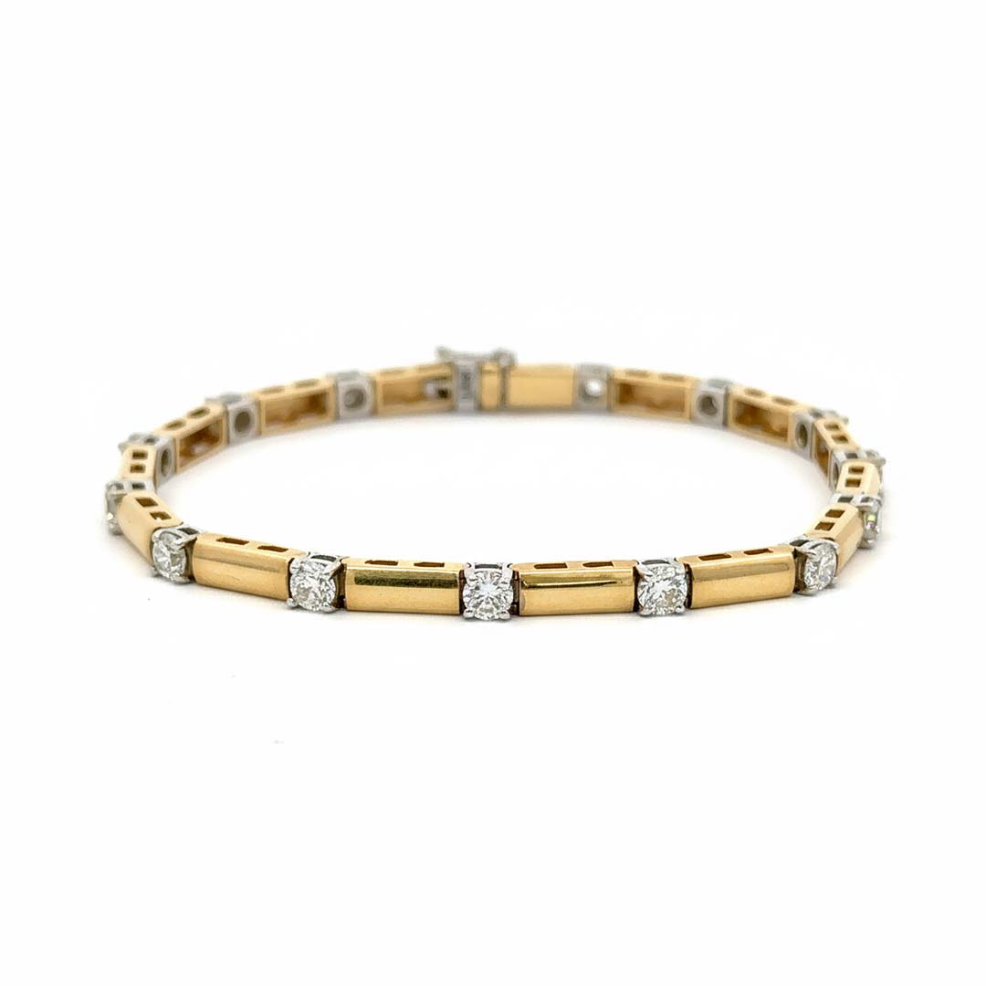 14K Gold Ladies’ Diamond Bracelet 2.50ct Natural Round Diamonds Bar-Link Design