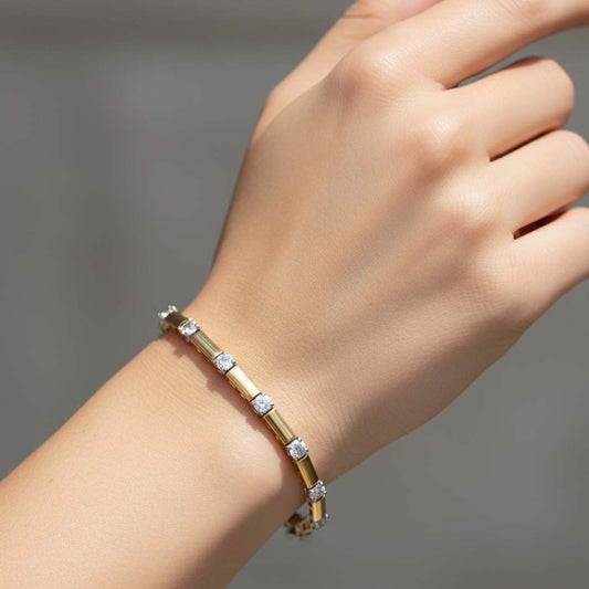 14K Gold Ladies’ Diamond Bracelet 2.50ct Natural Round Diamonds Bar-Link Design