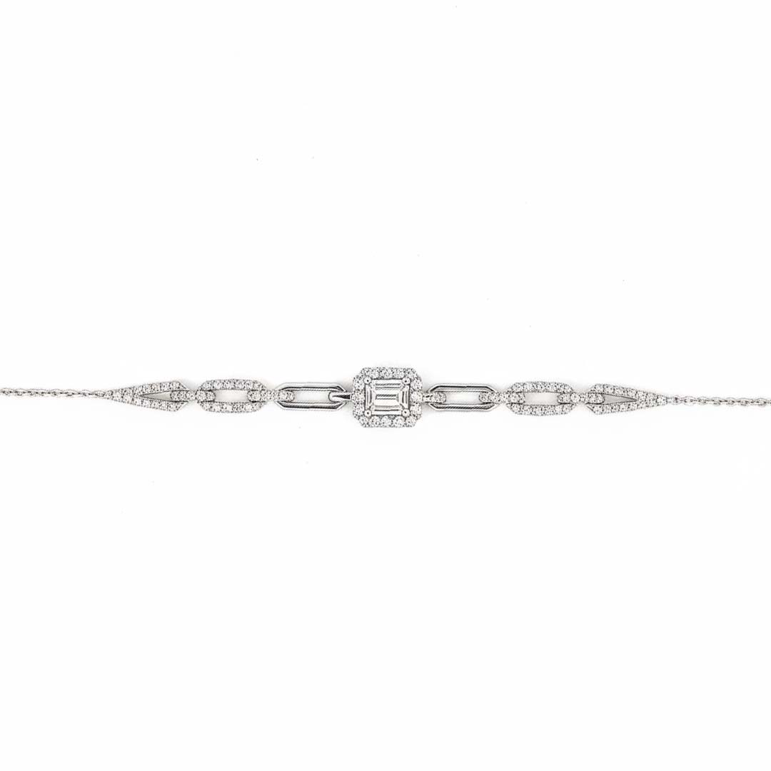 18K Gold Diamond Bracelet for Women, 0.39ct Cluster and Geometric Link Design