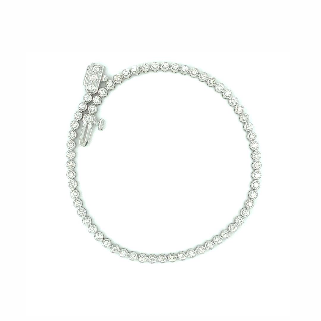 14K Gold Ladies’ Bezel-Set Diamond Tennis Bracelet – 1.00ct