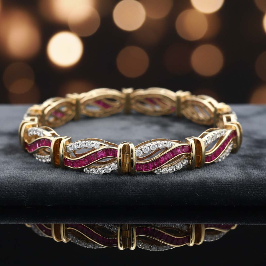 14K Yellow Gold Ruby & Diamond Bracelet | 8.83ct Total Gem Weight