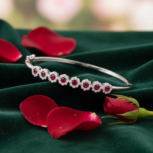 14K White Gold Ruby and Diamond Bangle (2.01 Total Carats)