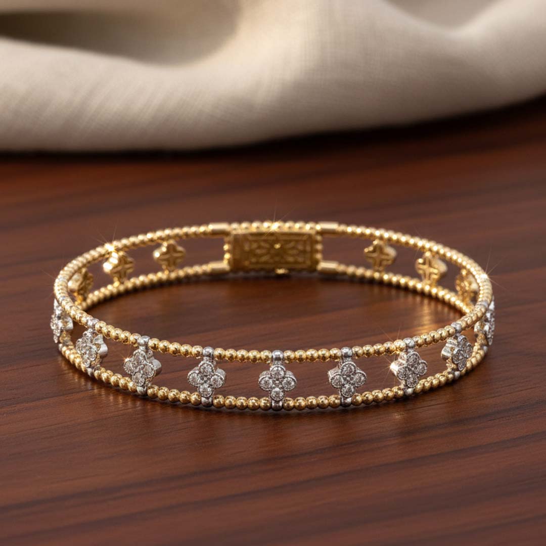 14KT Gold Diamond Bangle for Women (0.78 CTW) – Flexible, Elegant, and Timeless