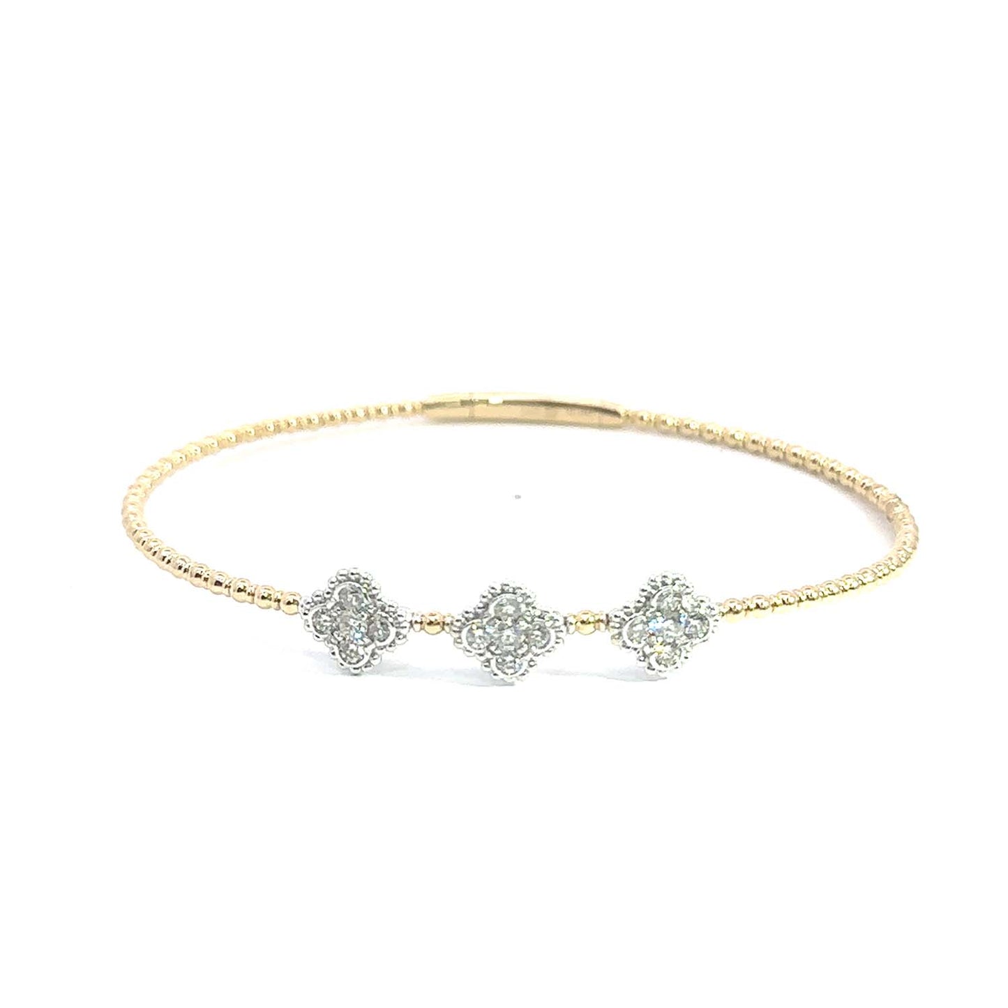 14KT Gold Diamond Bangle for Women (0.50 CT TW) – Flexible Clover-Inspired Design