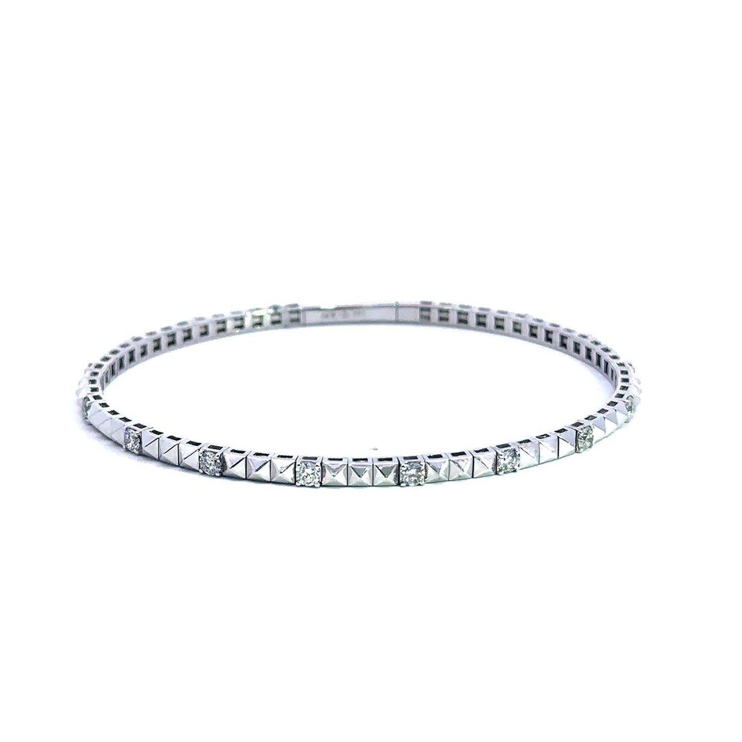 Sleek 14KT Gold Flexible Diamond Bangle with 0.97 Carats of Sparkling Brilliance