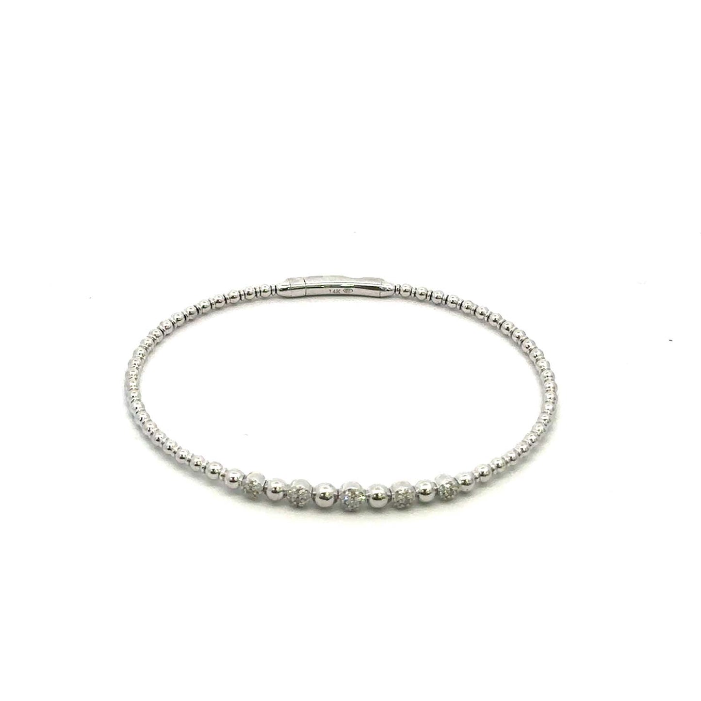 14KT Gold Half-Way Flexible Diamond Bangle with Modern Detailed Design (0.20 CT TW)