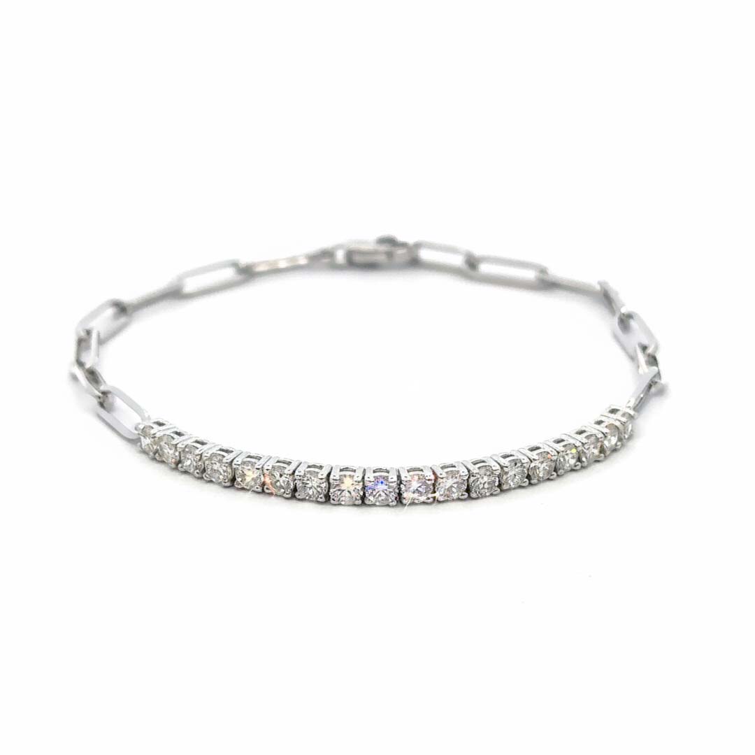 Timeless 14K Gold Diamond Bracelet Featuring 1.20 Carats of Natural Round-Cut Diamonds
