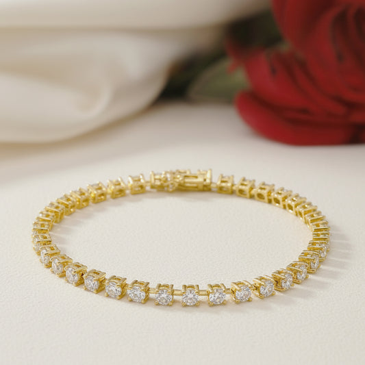 14K Gold Ladies’ Tennis Bracelet with 6.25ct of Natural Round-Cut Diamonds