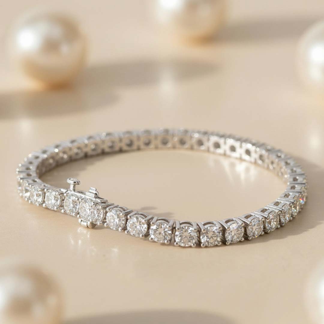 Radiant Brilliance: 10.00ct Round Brilliant Diamond Tennis Bracelet in 14K White Gold