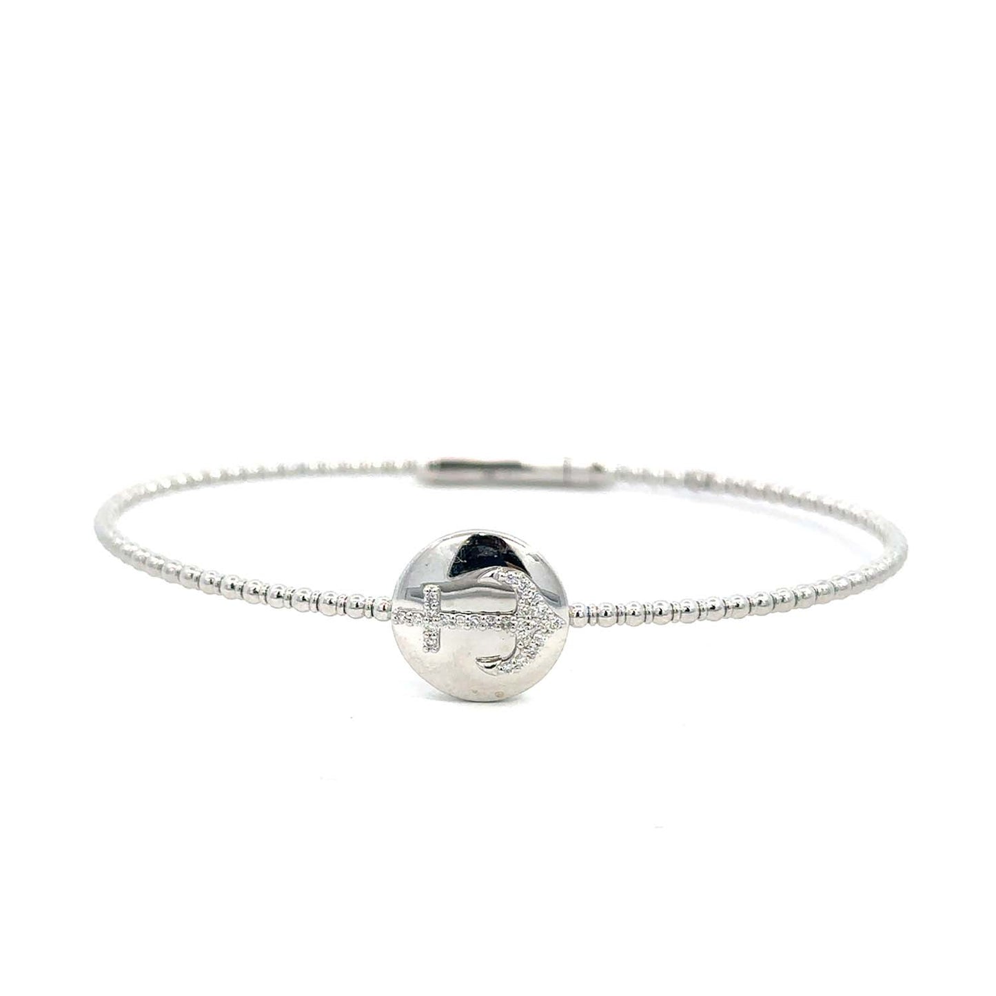 14KT Gold Diamond Flexible Bangle (0.10 CTW) – Anchor-Inspired Center Design