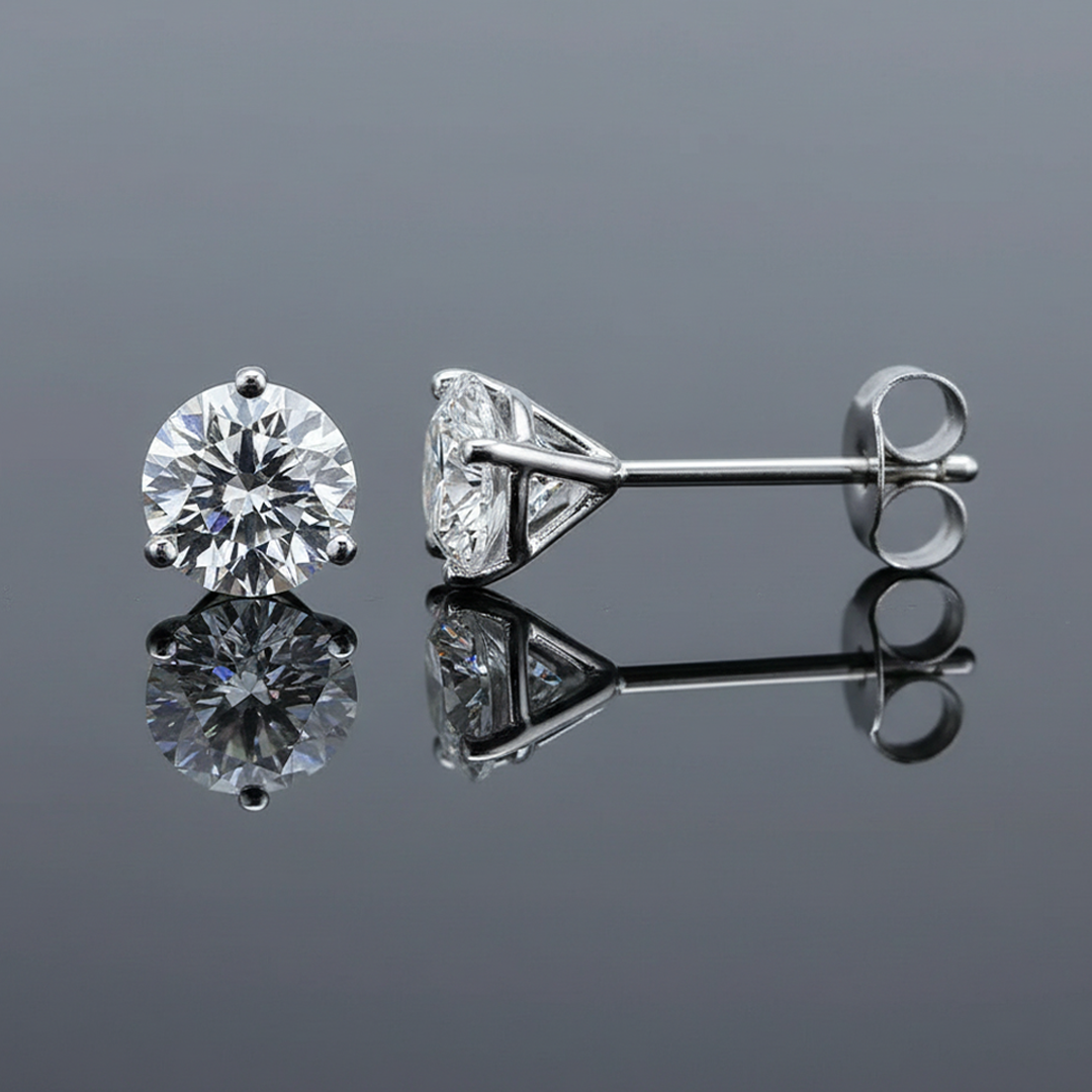 14K White Gold 3.45CT IGI-Certified Martini Diamond Stud Earrings