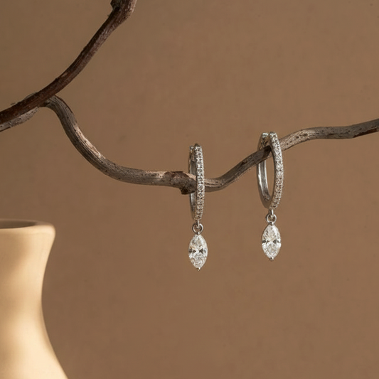 ✨ Brilliant 0.33 CT Diamond Drop Earrings – 14KT White Gold ✨