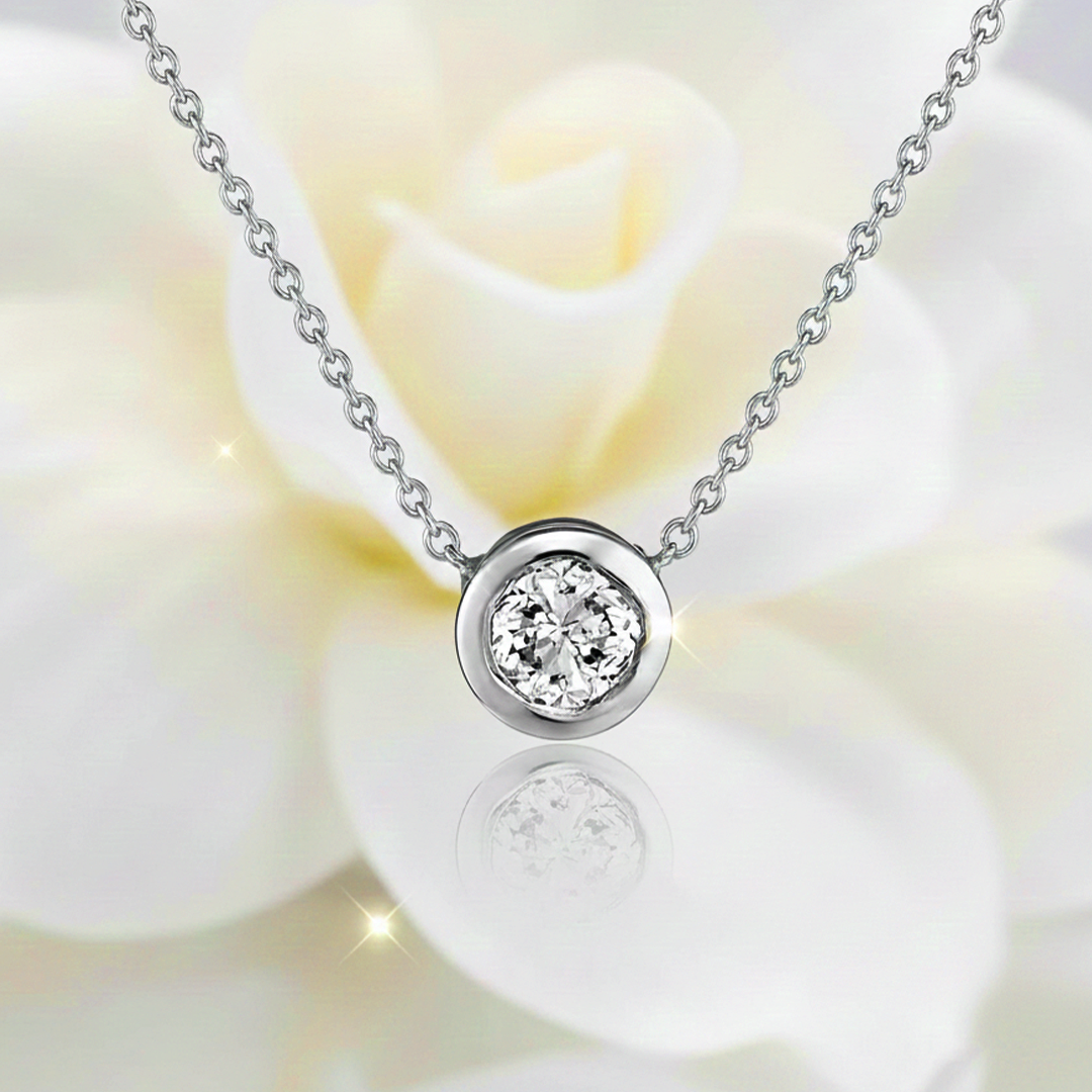 14K Gold 0.25CT Bezel-Set Diamond Solitaire Necklace