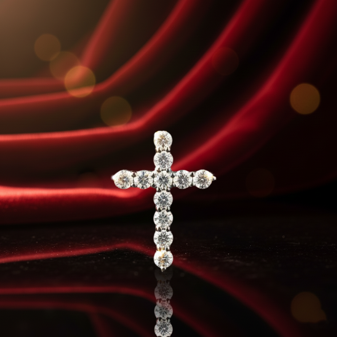 14KT White Gold Fine Diamond Cross Necklace — 1.00 Carat Sparkle & Shine