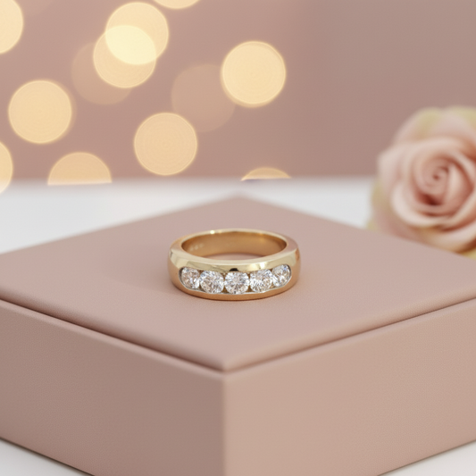 14KT Gold Men's Ring with 1.90 CTW Natural Diamonds – Elegant Gold Band with Sparkling Diamonds