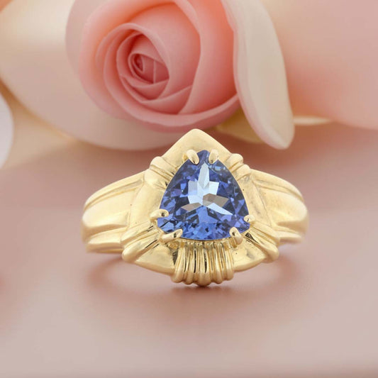 Trillion-Cut Tanzanite Ring | 1.25 ct Tanzanite in 14K Yellow Gold