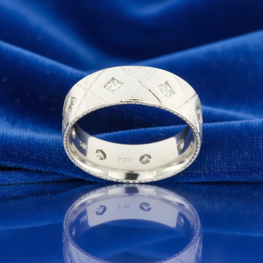 Exquisite Men’s (1.00 CT. TW.)Princess Cut Diamond Ring Bezel Diamond Design.