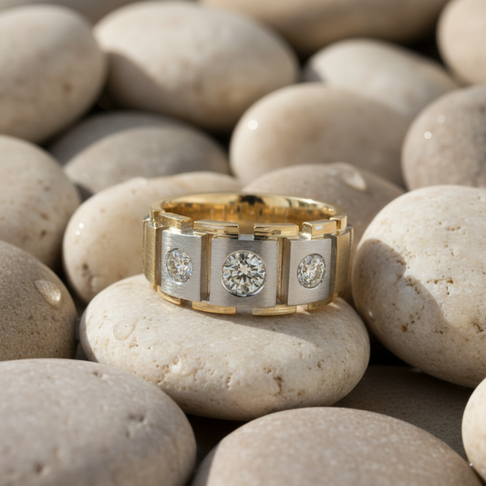 Contemporary Power – Men’s 14KT Gold (1.00 CT. TW.) Diamond Ring in Two-Tone Design