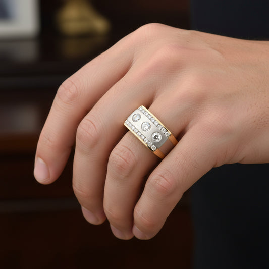 Radiant Brilliance: 14KT Two-Tone Diamond Ring, 1.25carat