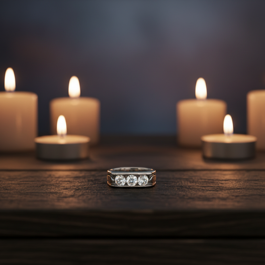 14KT Gold Men's Ring with 1.50 CTW Natural Diamonds – Elegant Men's Gold Band with Sparkling Diamonds