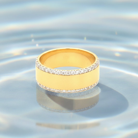 14KT Yellow Gold Men’s Band with 0.80 CT Natural Diamond Accents