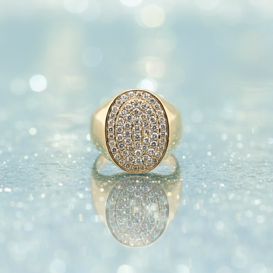 Men’s 10KT Gold 1.10 CT Oval Cluster Diamond Ring – Bold Brilliance & Timeless Elegance