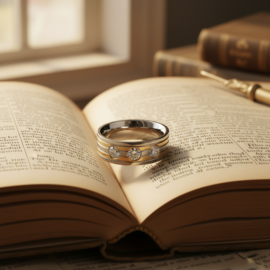 14KT Two-Tone Gold Men’s Ring with 0.95 CT Natural Diamonds