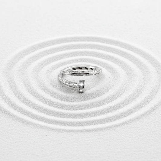 14K White Gold Baguette Diamond Open Band Ring – 0.60 Total Carats of Modern Elegance