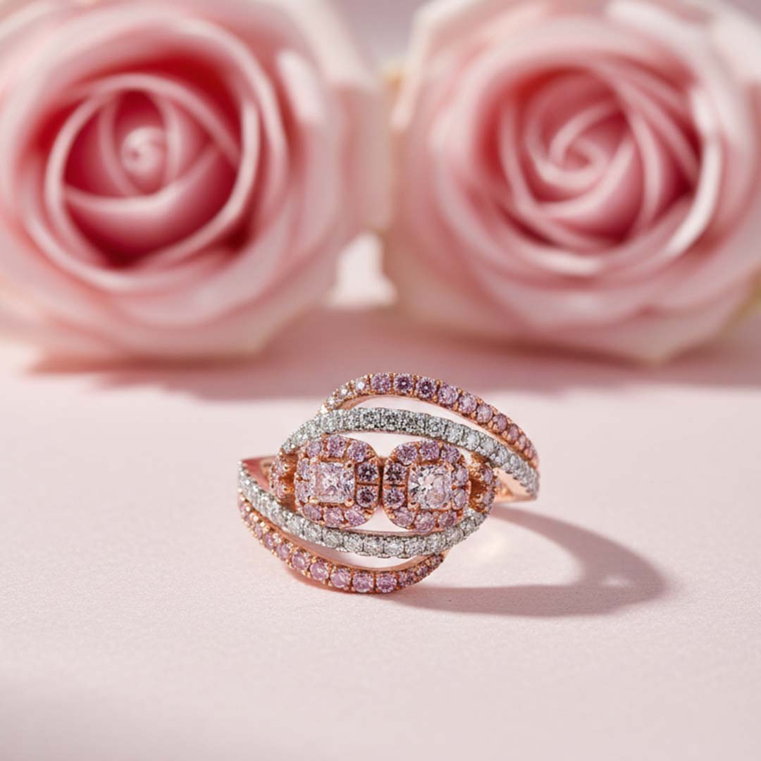 18KT Gold Blush Infinity Pink & White Diamond Ring