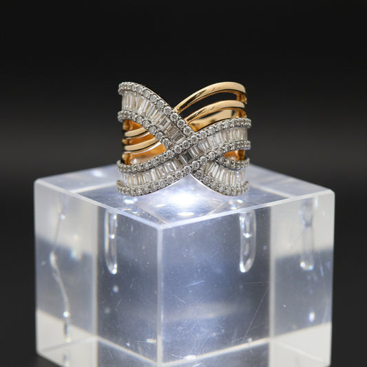 14K Yellow Gold Interlaced Diamond Statement Ring – 2.63 Total Carats of Timeless Brilliance