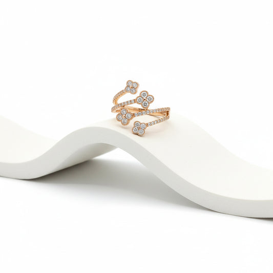 14K Yellow Gold Floral Wrap Diamond Ring – 0.75 Total Carats of Elegant Brilliance