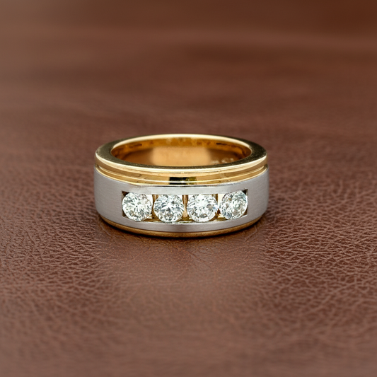 Men’s 14KT Two-Tone Gold Diamond Ring (1.00ct. tw. ) – Round Brilliant Diamonds in Bold Channel Setting