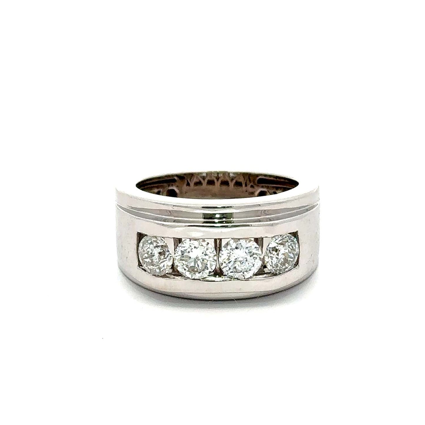 Men’s 14KT White Gold Channel-Set Diamond Ring (2.00 CT. TW.) Natural Round Diamonds)