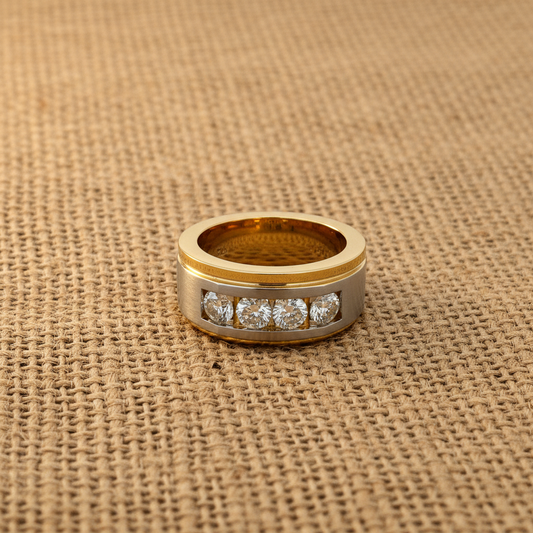 14KT Gold Ring with 1.55 CTW Natural Diamonds – Elegant Men's Diamond Band
