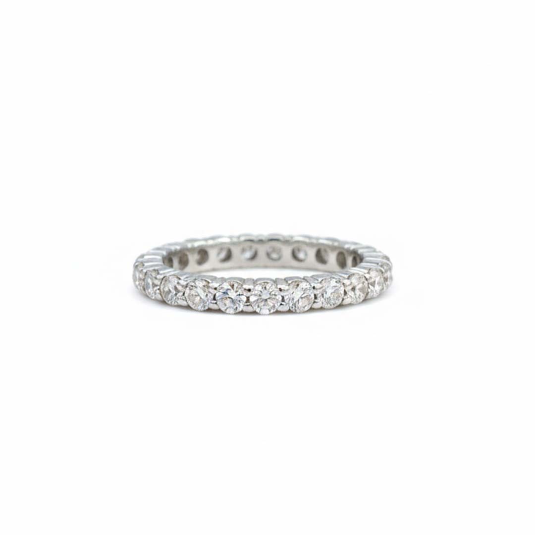The Eternal Circle – 14K White Gold Diamond Eternity Band, 1.60 Carats of Radiant Round Diamonds