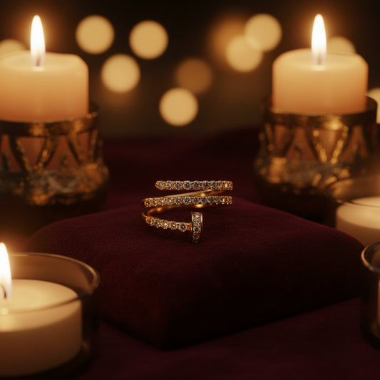 18K Yellow Gold Diamond Spiral Ring – 0.95 Total Carats of Modern Elegance