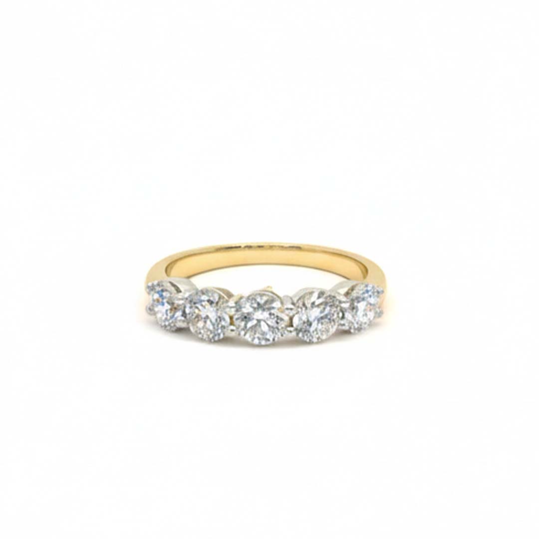 14KT Gold Five-Stone Diamond Ring for Women – 1.50ct Total Diamond Weight
