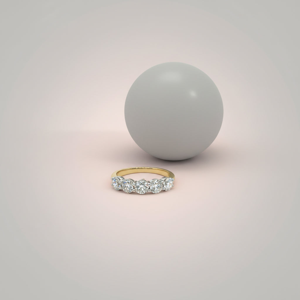 14KT Gold Five-Stone Diamond Ring for Women – 1.50ct Total Diamond Weight
