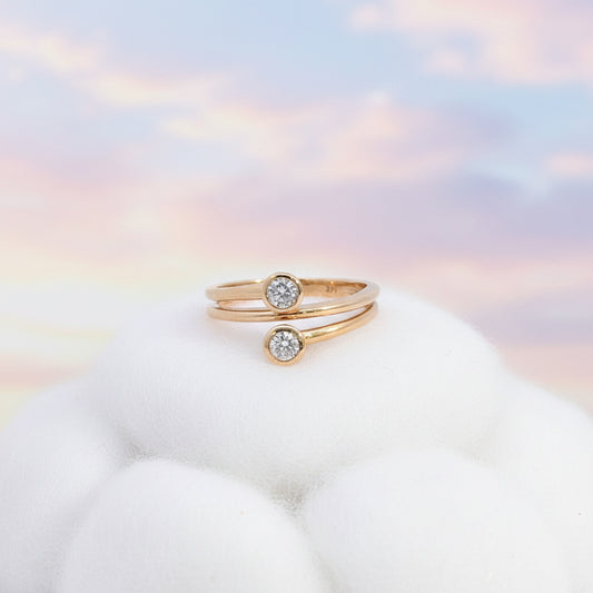 14K Gold Open Double-Band Diamond Ring – 0.37 Carats of Refined Sophistication