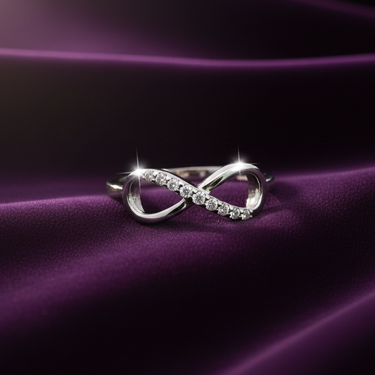 Infinity Diamond Ring in 14KT White Gold (0.12 CT Total Weight)