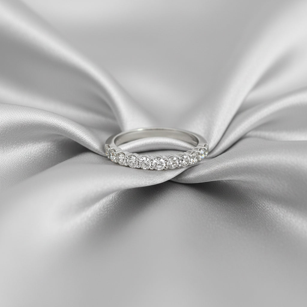 14KT Gold Women’s Half-Way Diamond Band – 0.75ct Round Brilliant Diamonds