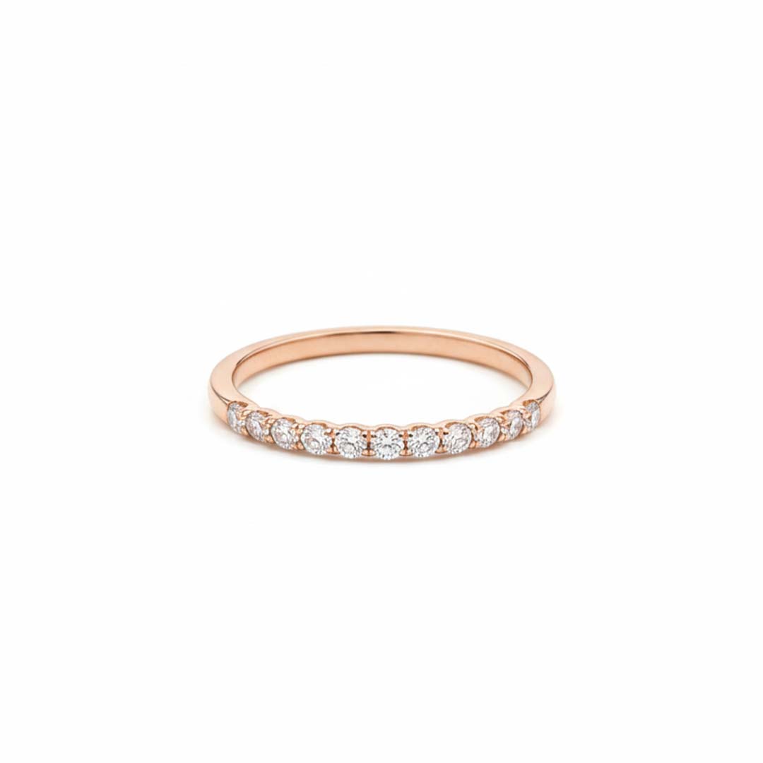 14KT Gold Halfway-Set Diamond Band Featuring 0.25ct of Round Diamonds