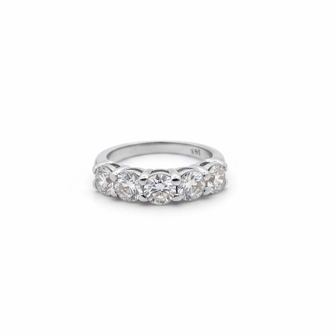 14KT Gold Women’s Diamond Band with Five Exquisite Round Diamonds – 2.60 Carats Total Weight