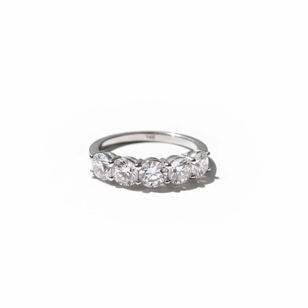 Classic 14KT Gold Women’s Ring with Five Round Diamonds – 2.00 Carats Total Weight