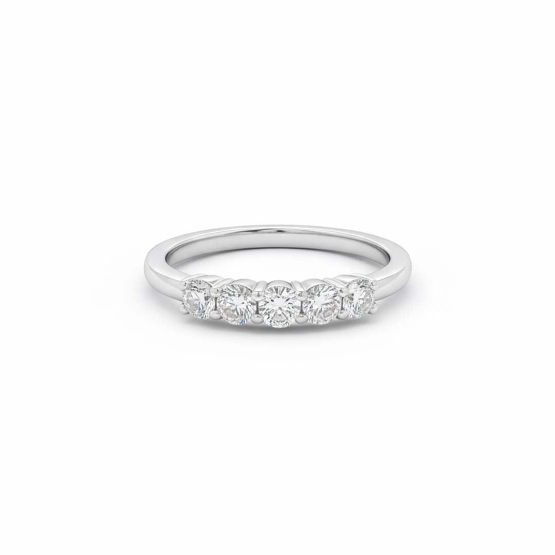 14KT Gold Women’s Diamond Band with Five Brilliant Round Diamonds – 0.52 Carats Total Weight